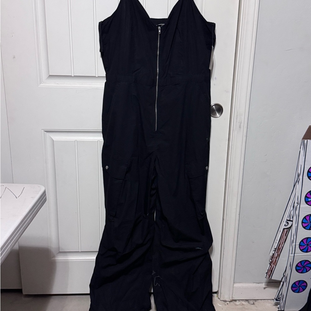 Black Women's Jumpsuit/romper with Front Zip